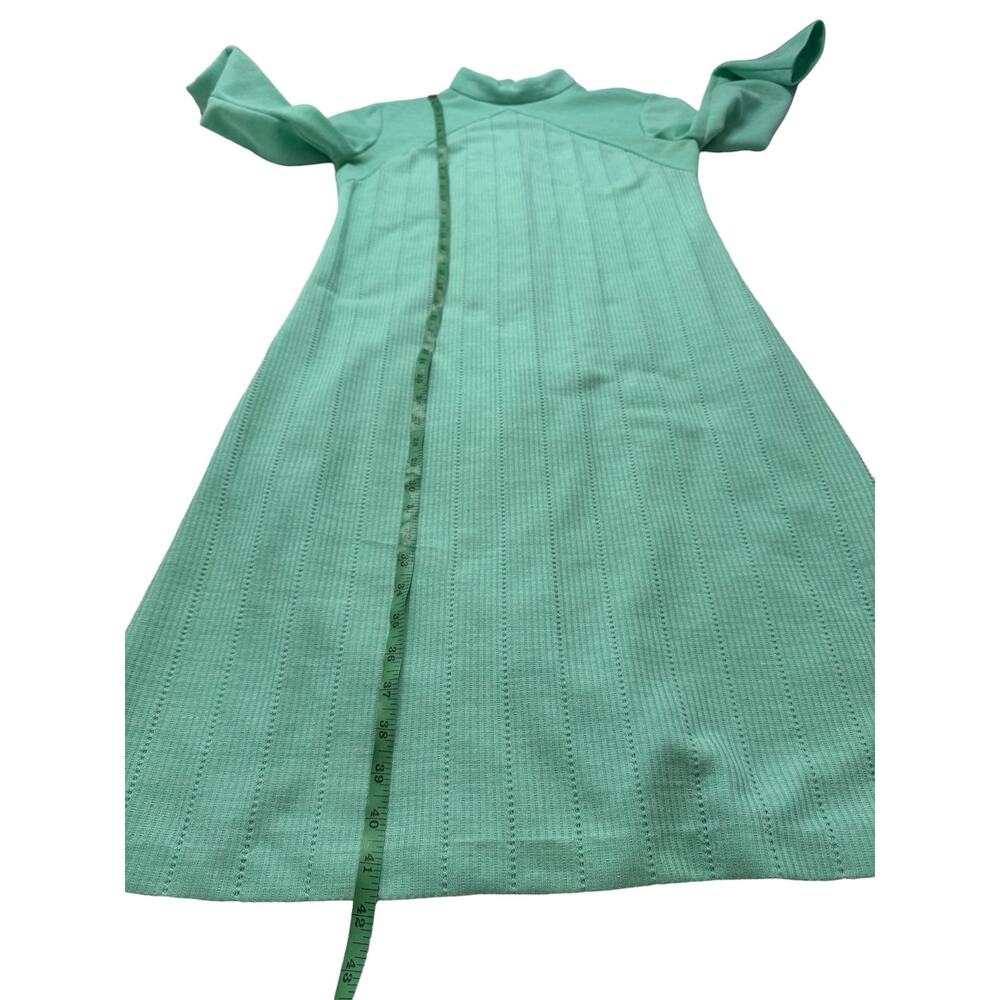 Vintage BLEEKER STREET Seafoam Green 70s Long Sleeve Eyelet Shirt Dress Size 11 - Picture 10 of 11